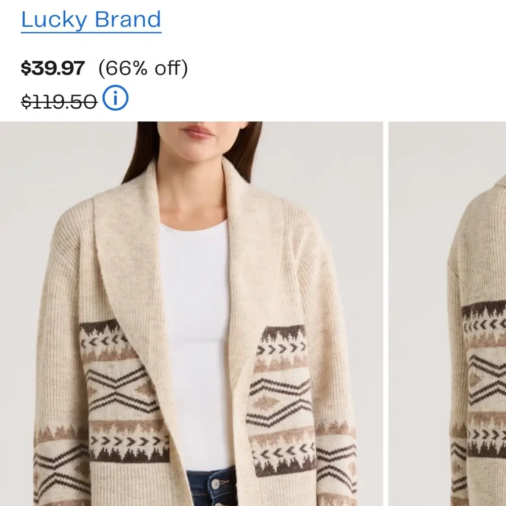 $119 Lucky Brand Wool Shawl Collar Open Front Cardigan Women’ Size M - Picture 16 of 16